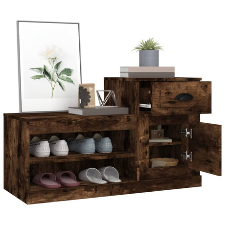 Schoenenkast 100x42x60 cm bewerkt hout gerookt eikenkleurig - AllerleiShop