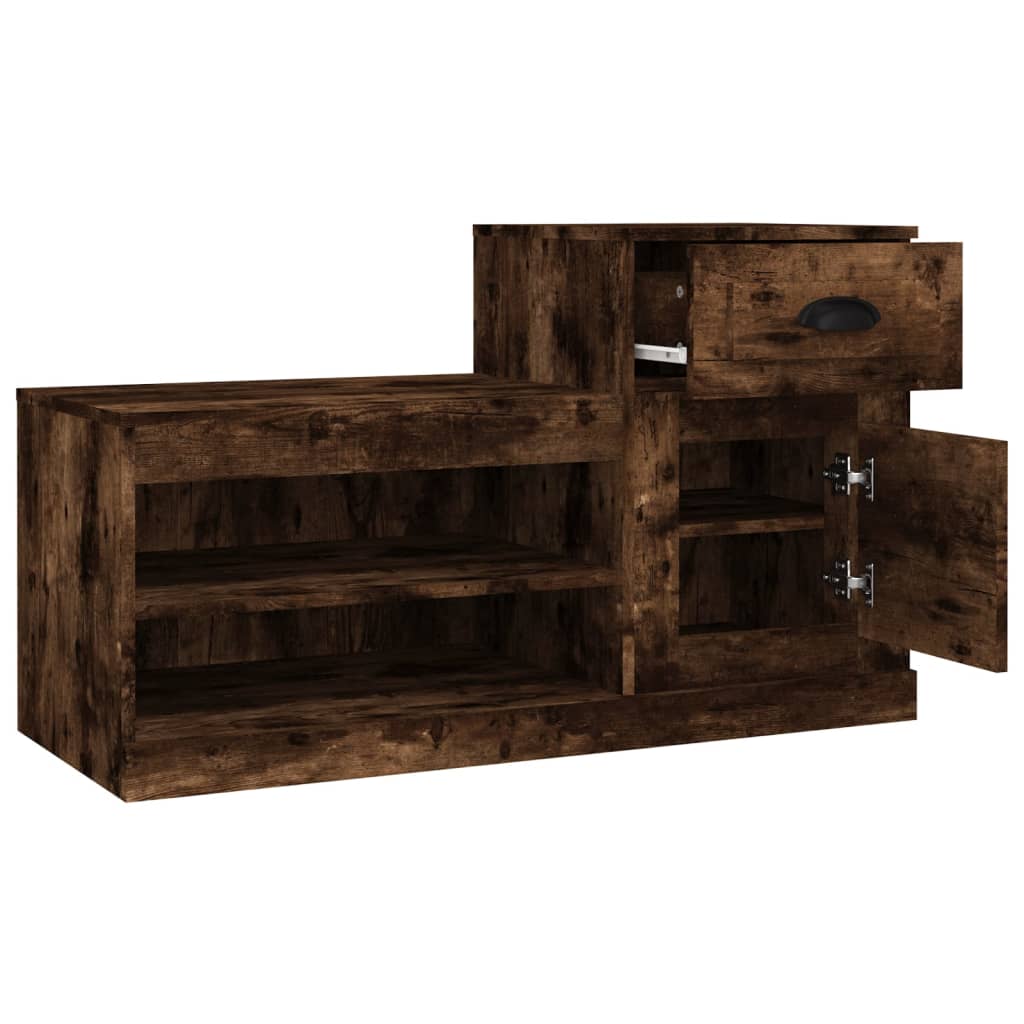 Schoenenkast 100x42x60 cm bewerkt hout gerookt eikenkleurig - AllerleiShop