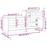 Schoenenkast 100x42x60 cm bewerkt hout gerookt eikenkleurig - AllerleiShop