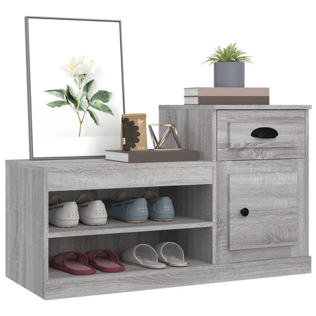 Schoenenkast 100x42x60 cm bewerkt hout grijs sonoma eikenkleur - AllerleiShop