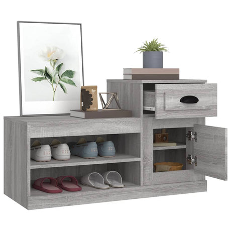 Schoenenkast 100x42x60 cm bewerkt hout grijs sonoma eikenkleur - AllerleiShop