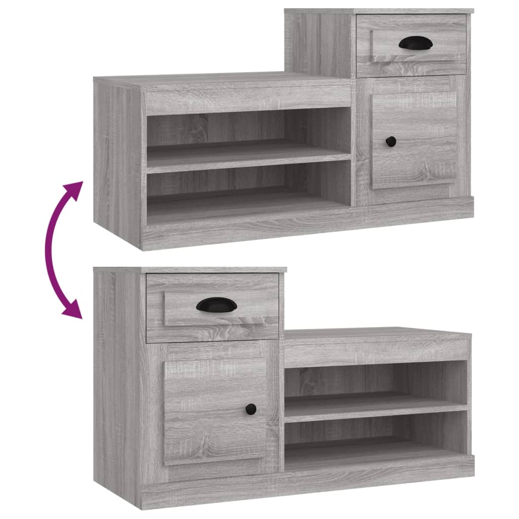 Schoenenkast 100x42x60 cm bewerkt hout grijs sonoma eikenkleur - AllerleiShop