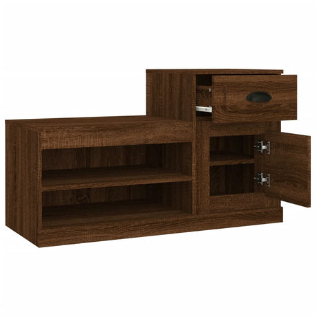 Schoenenkast 100x42x60 cm bewerkt hout bruin eikenkleur - AllerleiShop