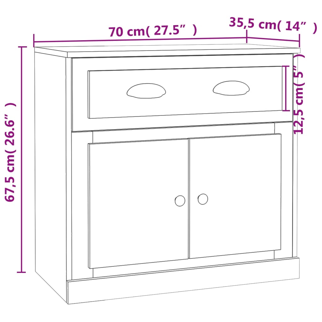 Dressoir 70x35,5x67,5 cm bewerkt hout wit - AllerleiShop