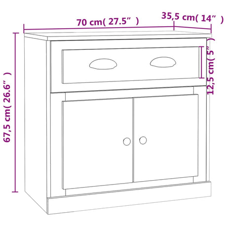 Dressoir 70x35,5x67,5 cm bewerkt hout wit - AllerleiShop