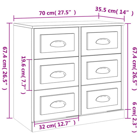 Dressoir 70x35,5x67,5 cm bewerkt hout wit - AllerleiShop