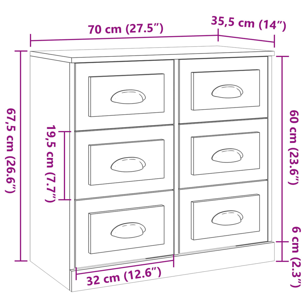 Dressoir 70x35,5x67,5 cm bewerkt hout zwart - AllerleiShop