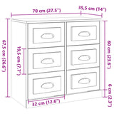 Dressoir 70x35,5x67,5 cm bewerkt hout betongrijs - AllerleiShop