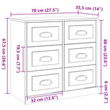 Dressoir 70x35,5x67,5 cm bewerkt hout grijs sonoma eikenkleurig - AllerleiShop