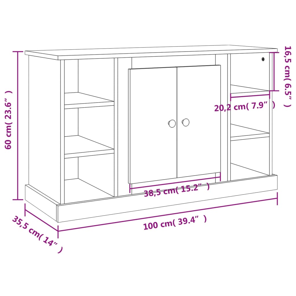 Dressoir 100x35,5x60 cm bewerkt hout betongrijs - AllerleiShop