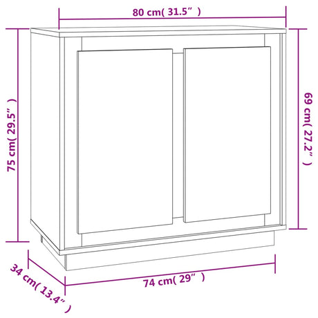 Dressoir 80x34x75 cm bewerkt hout sonoma eikenkleurig - AllerleiShop