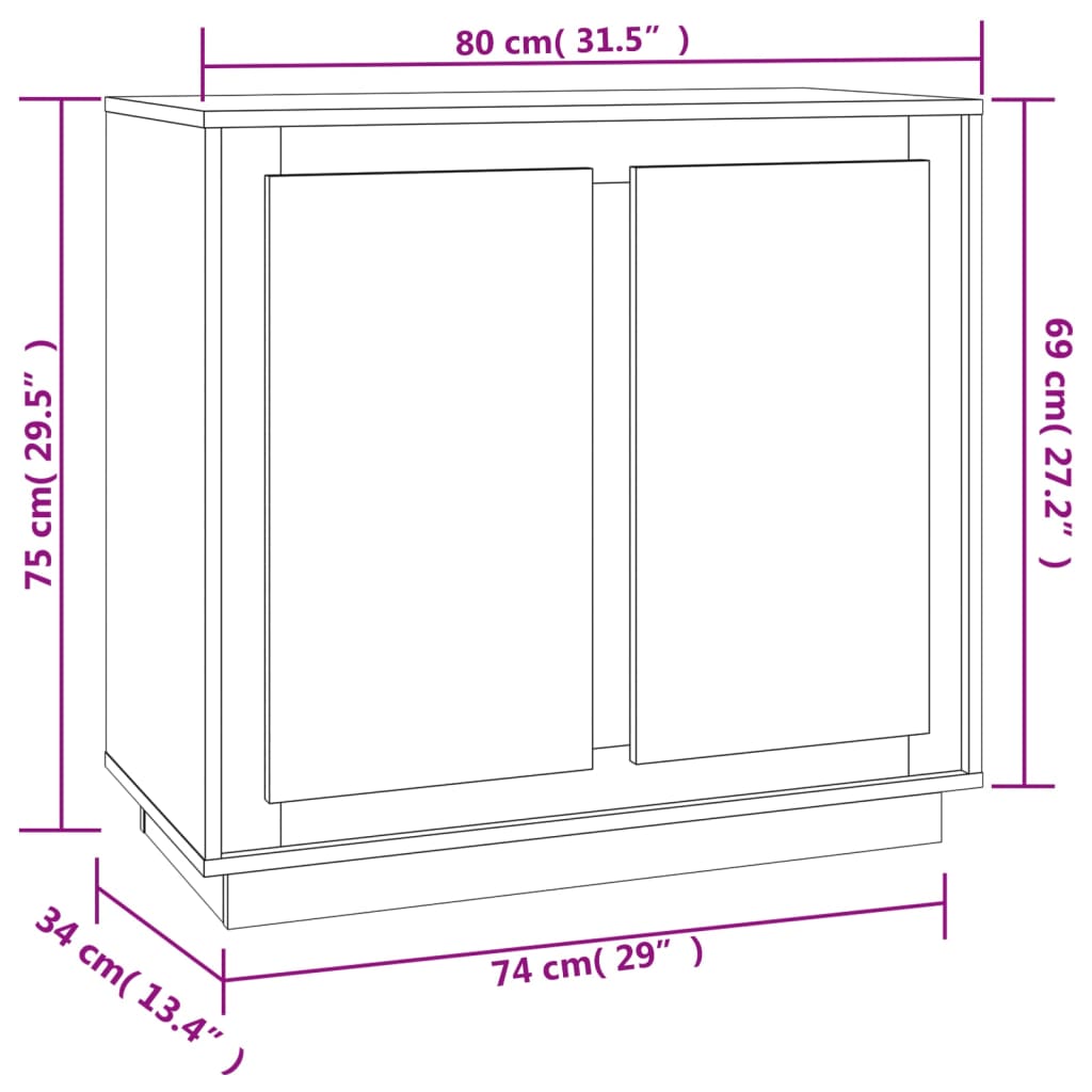 Dressoir 80x34x75 cm bewerkt hout betongrijs - AllerleiShop