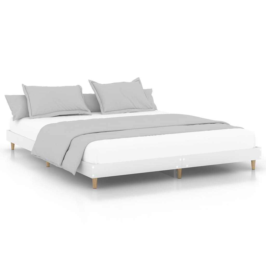 Bedframe massief hout wit 200x200 cm