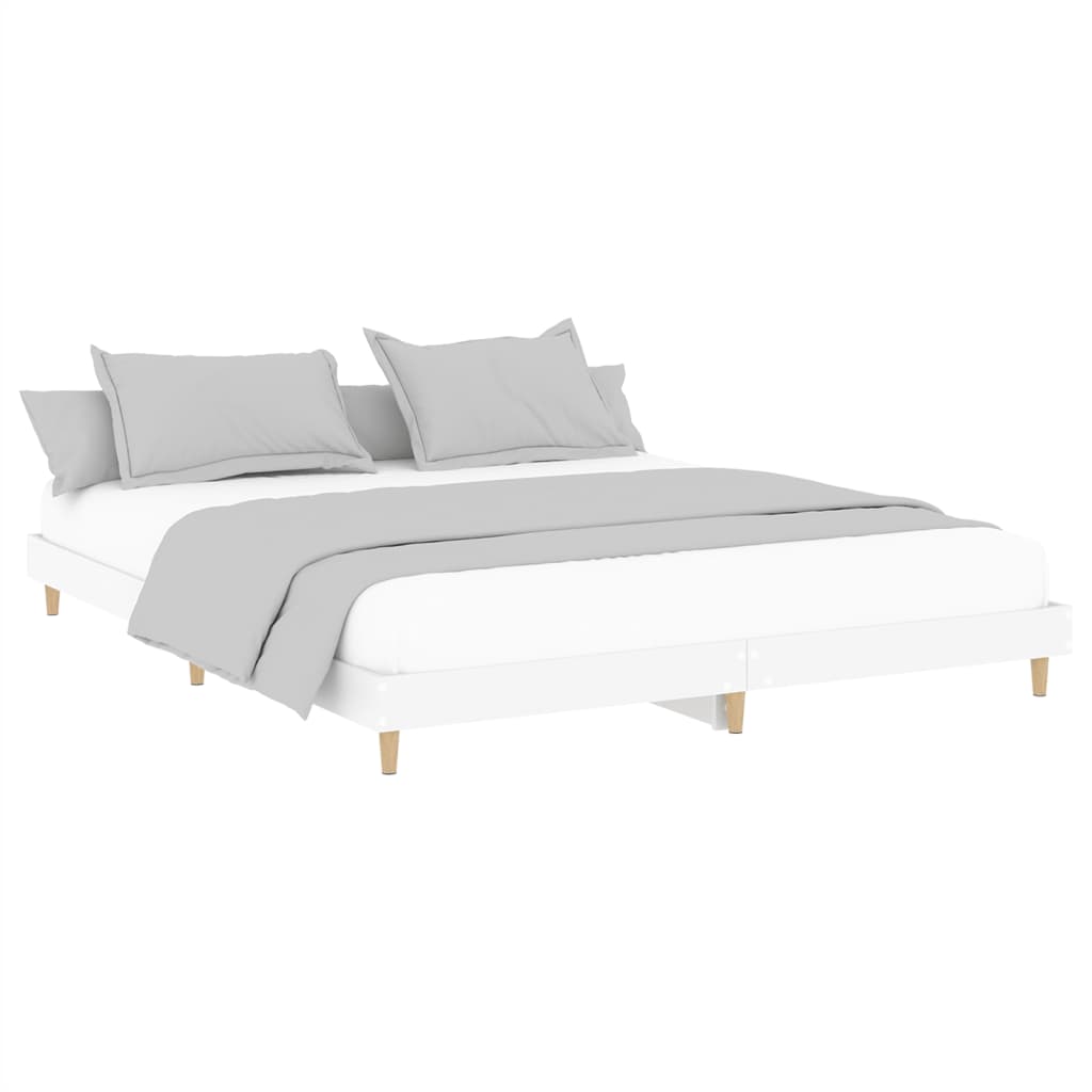 Bedframe massief hout wit 200x200 cm
