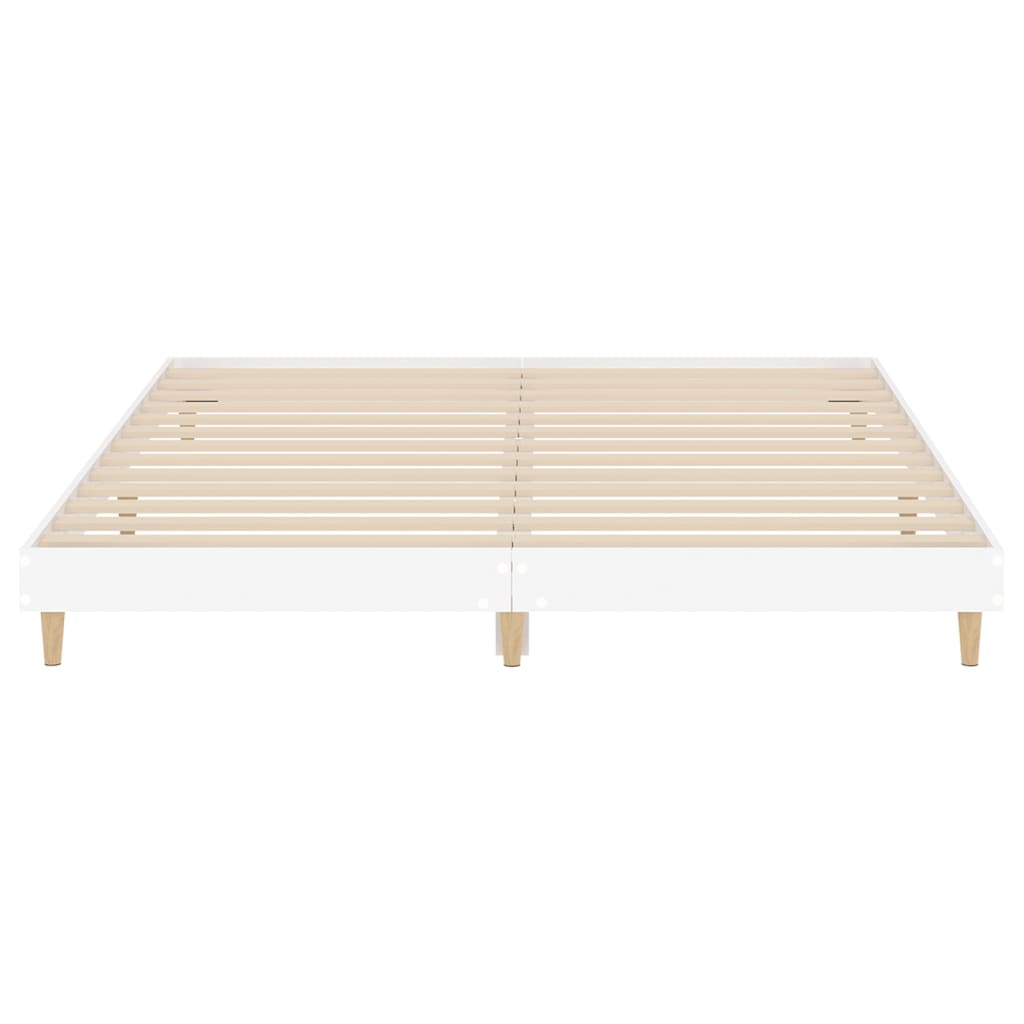 Bedframe massief hout wit 200x200 cm