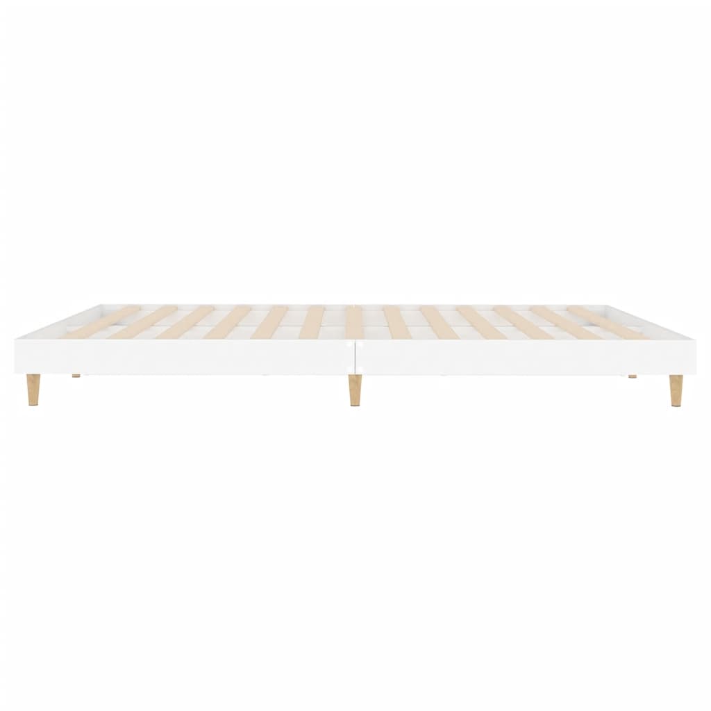 Bedframe massief hout wit 200x200 cm