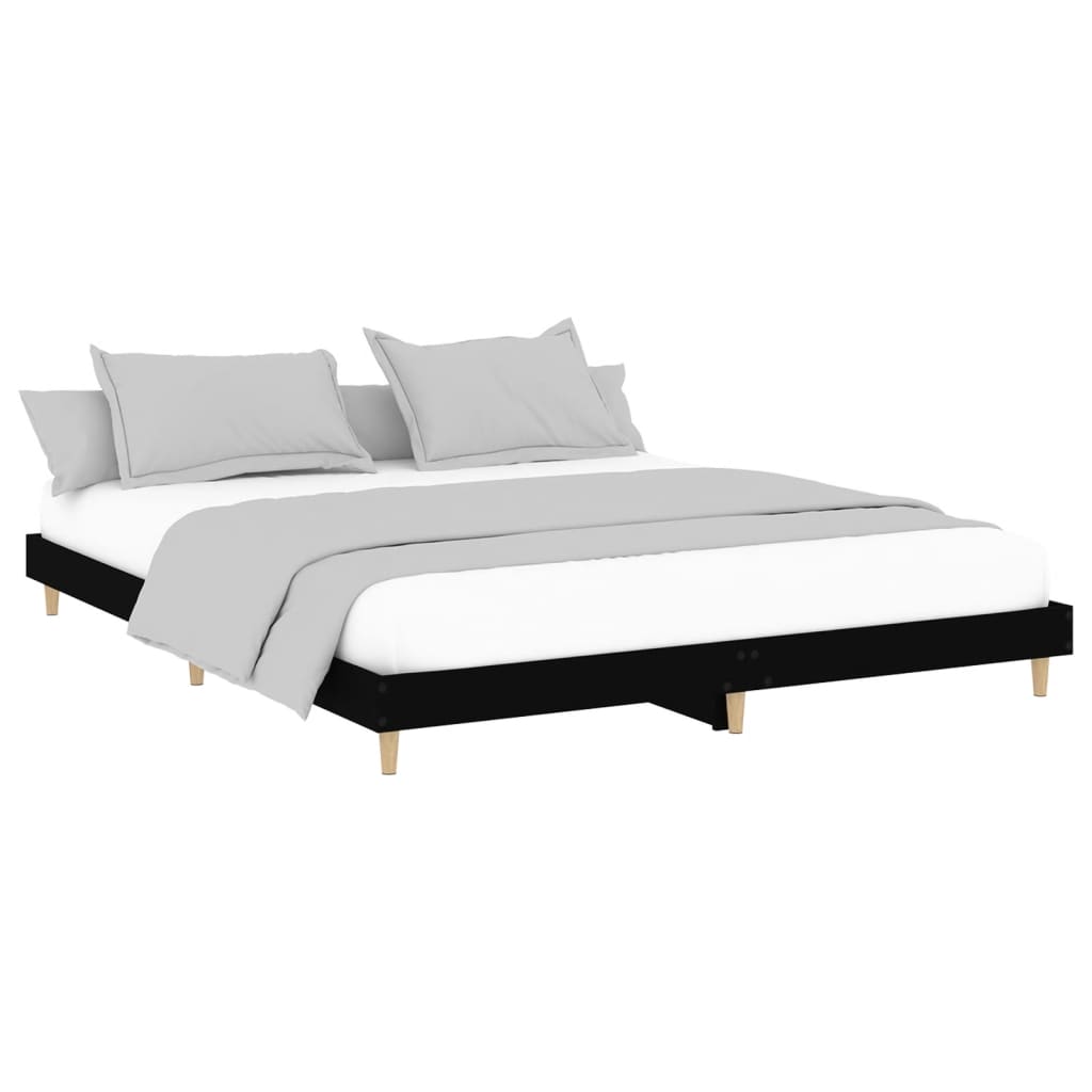 Bedframe massief hout zwart 200x200 cm