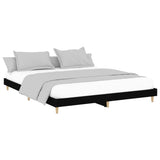Bedframe massief hout zwart 200x200 cm
