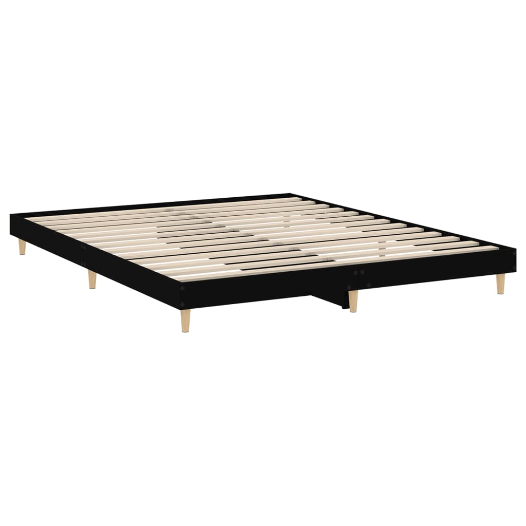 Bedframe massief hout zwart 200x200 cm