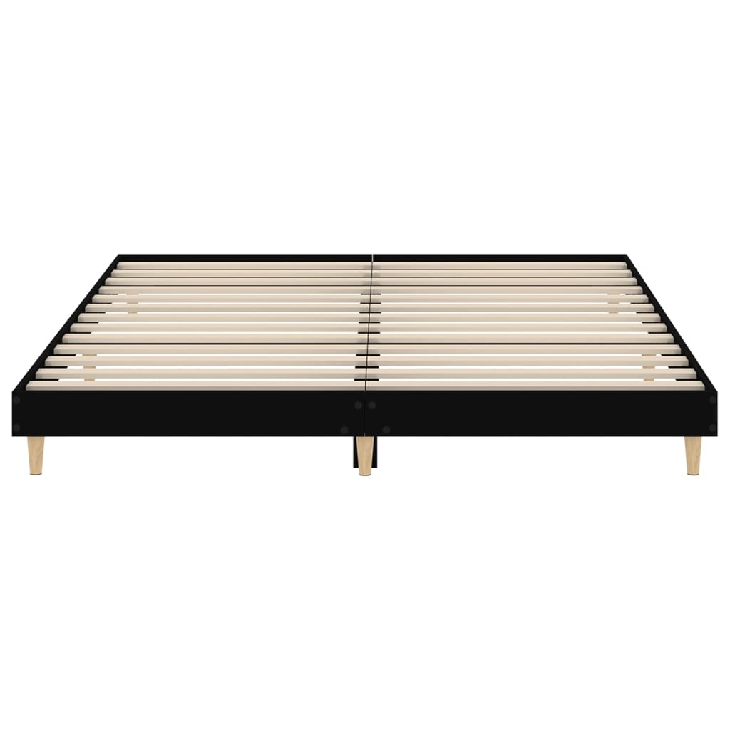 Bedframe massief hout zwart 200x200 cm