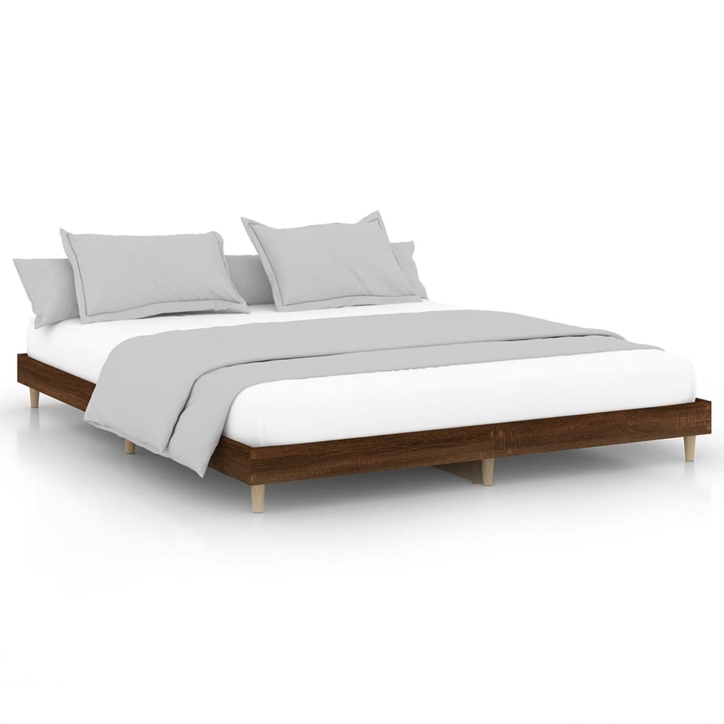 Bedframe zonder matras bewerkt hout bruin eikenkleur 160x200 cm