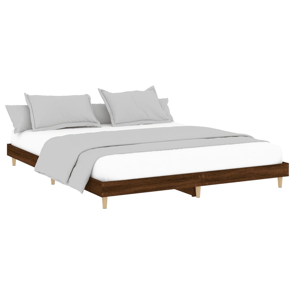 Bedframe zonder matras bewerkt hout bruin eikenkleur 160x200 cm