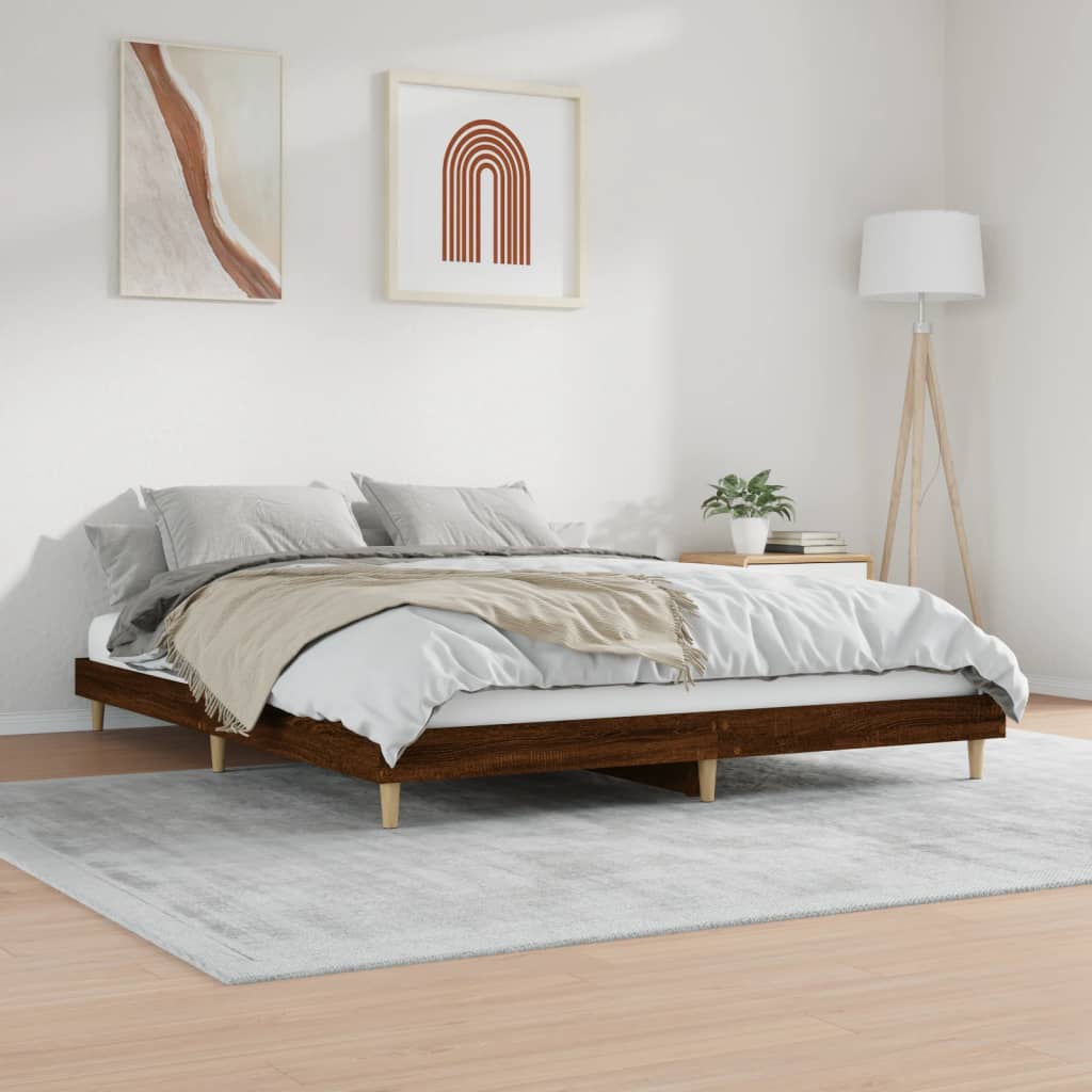 Bedframe zonder matras bewerkt hout bruin eikenkleur 160x200 cm