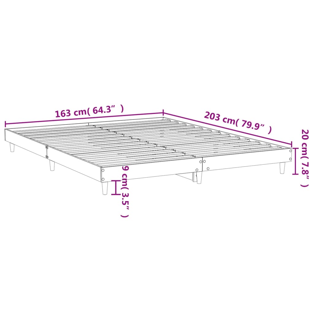 Bedframe zonder matras bewerkt hout bruin eikenkleur 160x200 cm