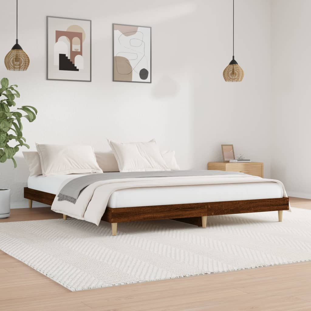 Bedframe zonder matras bewerkt hout bruin eikenkleur 160x200 cm