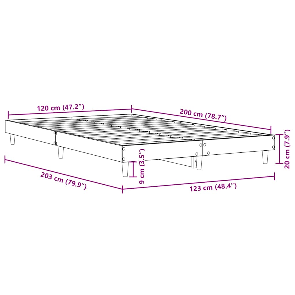 Bedframe zonder matras hout sonoma eikenkleurig 120x200 cm