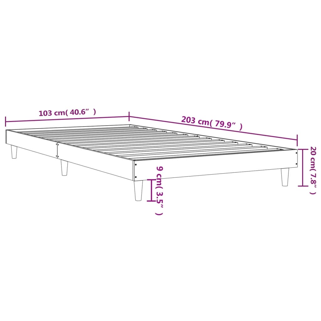 Bedframe zonder matras bewerkt hout bruin eikenkleur 100x200 cm