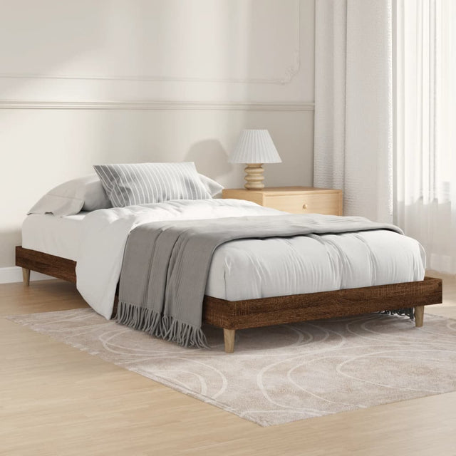 Bedframe zonder matras bewerkt hout bruin eikenkleur 100x200 cm