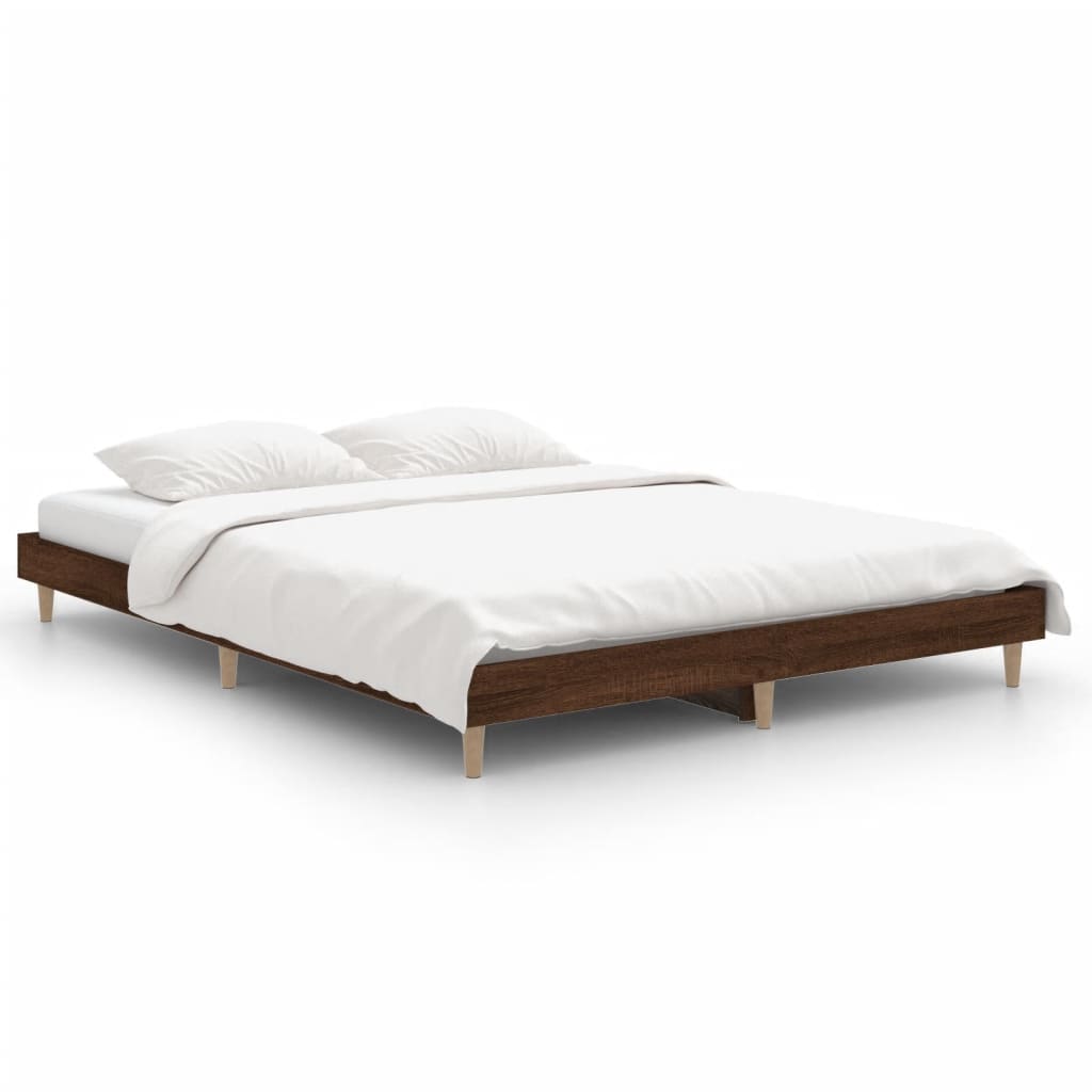 Bedframe zonder matras bewerkt hout bruin eikenkleur 140x190 cm