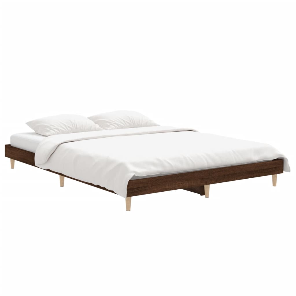 Bedframe zonder matras bewerkt hout bruin eikenkleur 140x190 cm