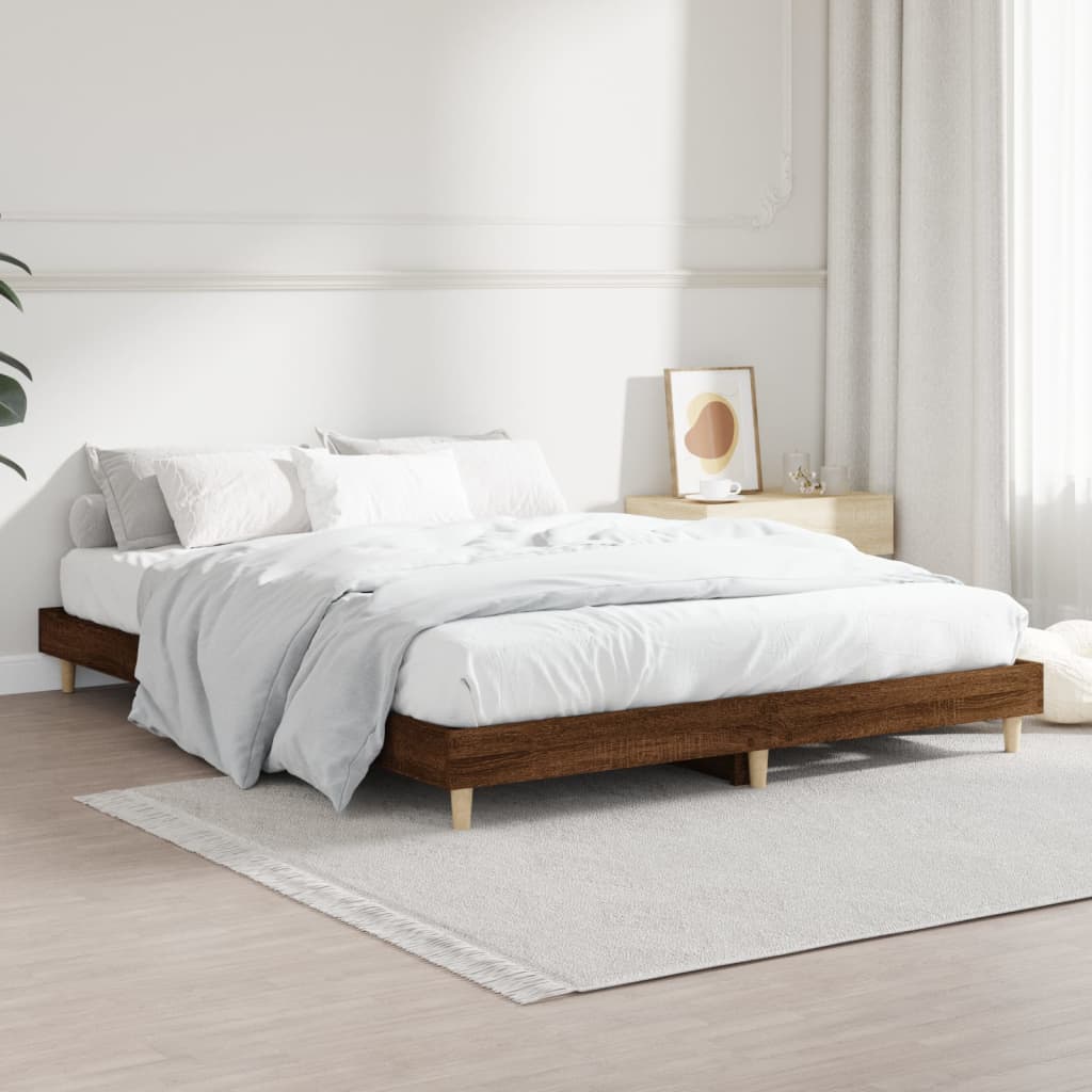 Bedframe zonder matras bewerkt hout bruin eikenkleur 140x190 cm