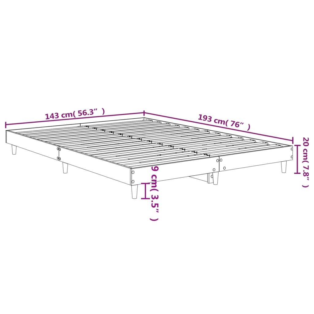 Bedframe zonder matras bewerkt hout bruin eikenkleur 140x190 cm