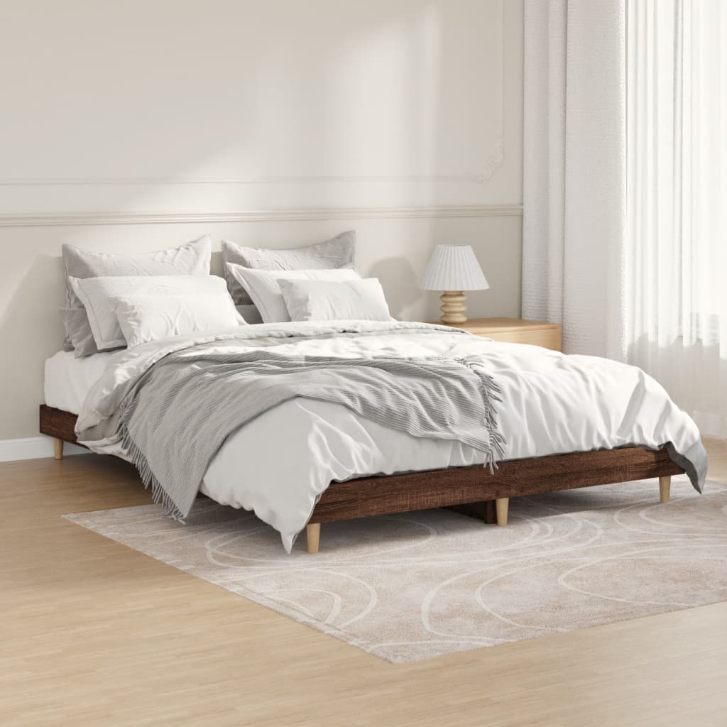 Bedframe zonder matras bewerkt hout bruin eikenkleur 140x190 cm