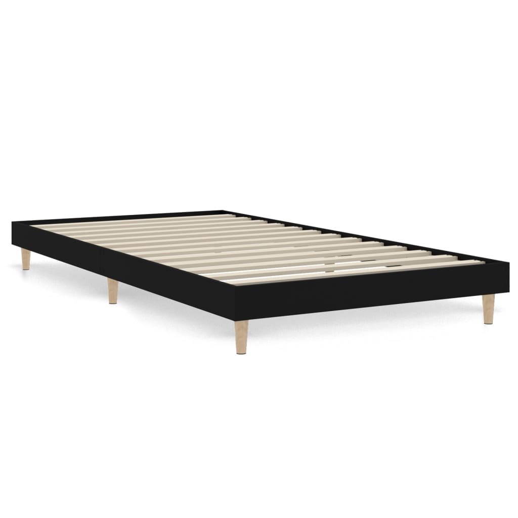 Bedframe bewerkt hout zwart 90x190 cm