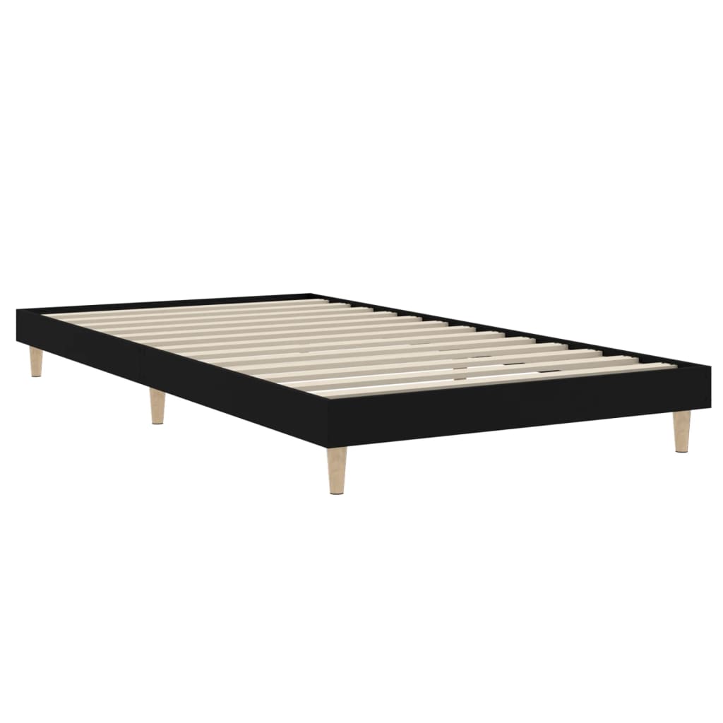 Bedframe bewerkt hout zwart 90x190 cm