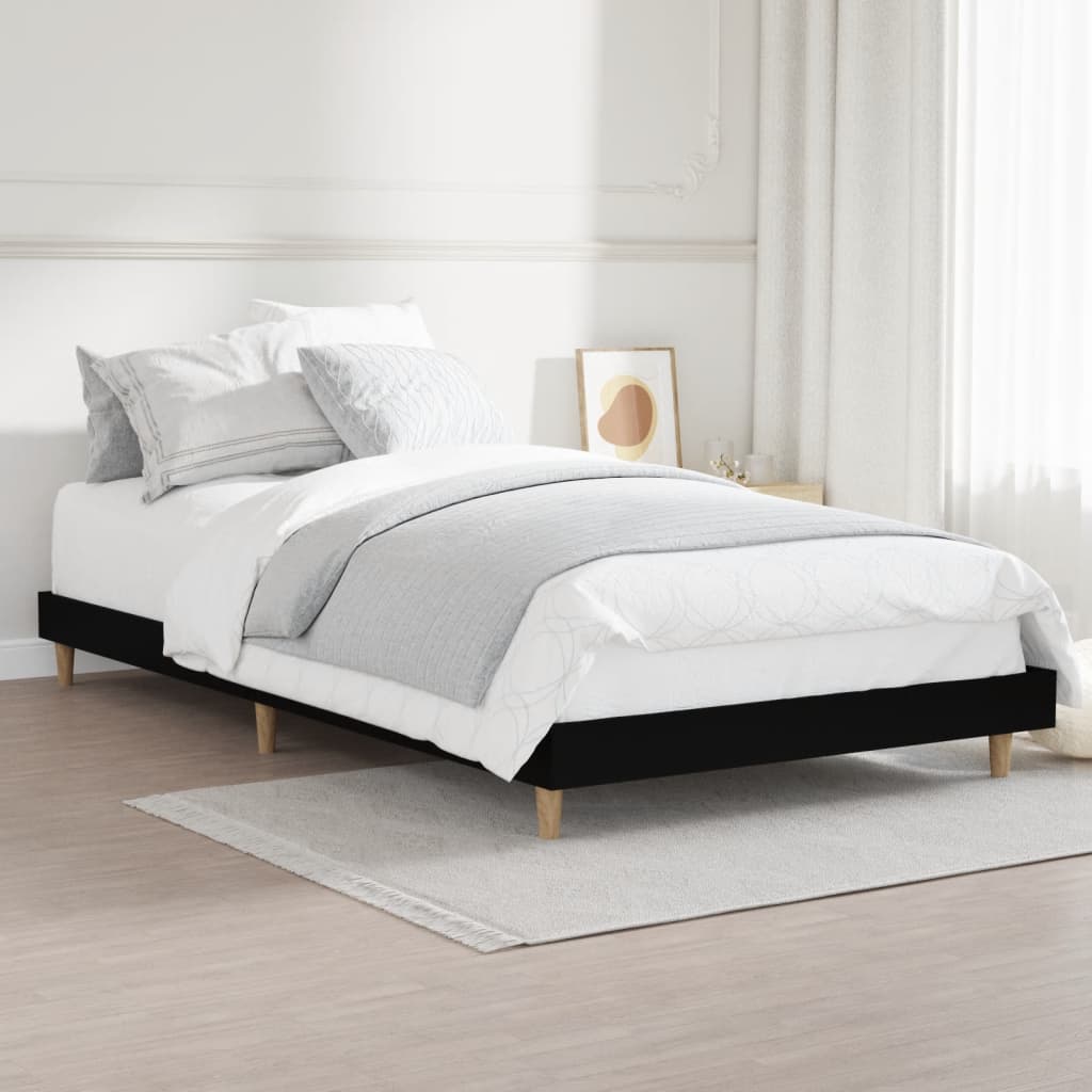 Bedframe bewerkt hout zwart 90x190 cm