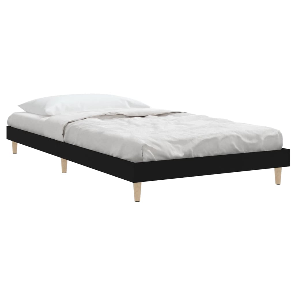 Bedframe bewerkt hout zwart 90x190 cm