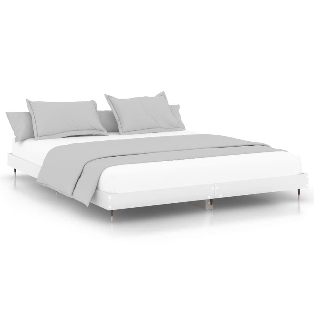 Bedframe massief hout wit 200x200 cm