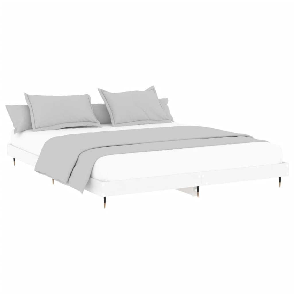 Bedframe massief hout wit 200x200 cm