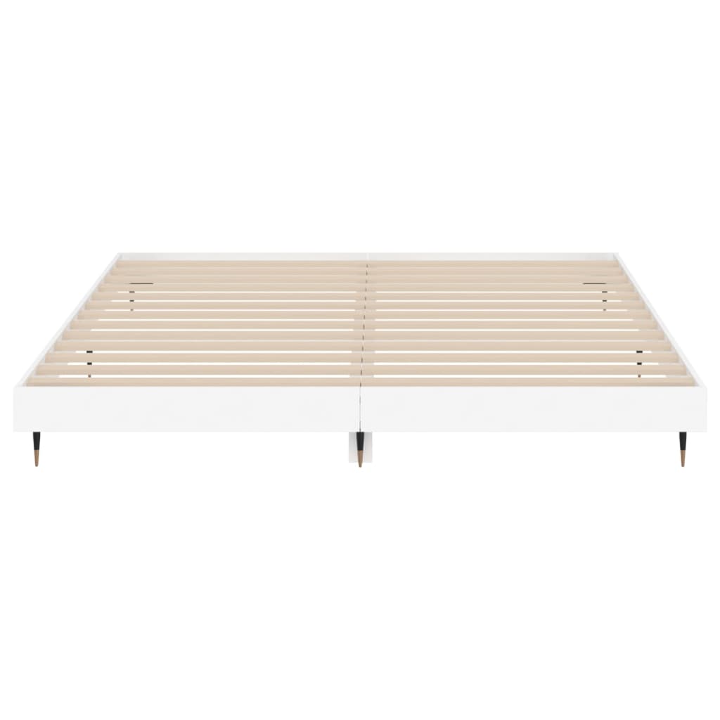 Bedframe massief hout wit 200x200 cm