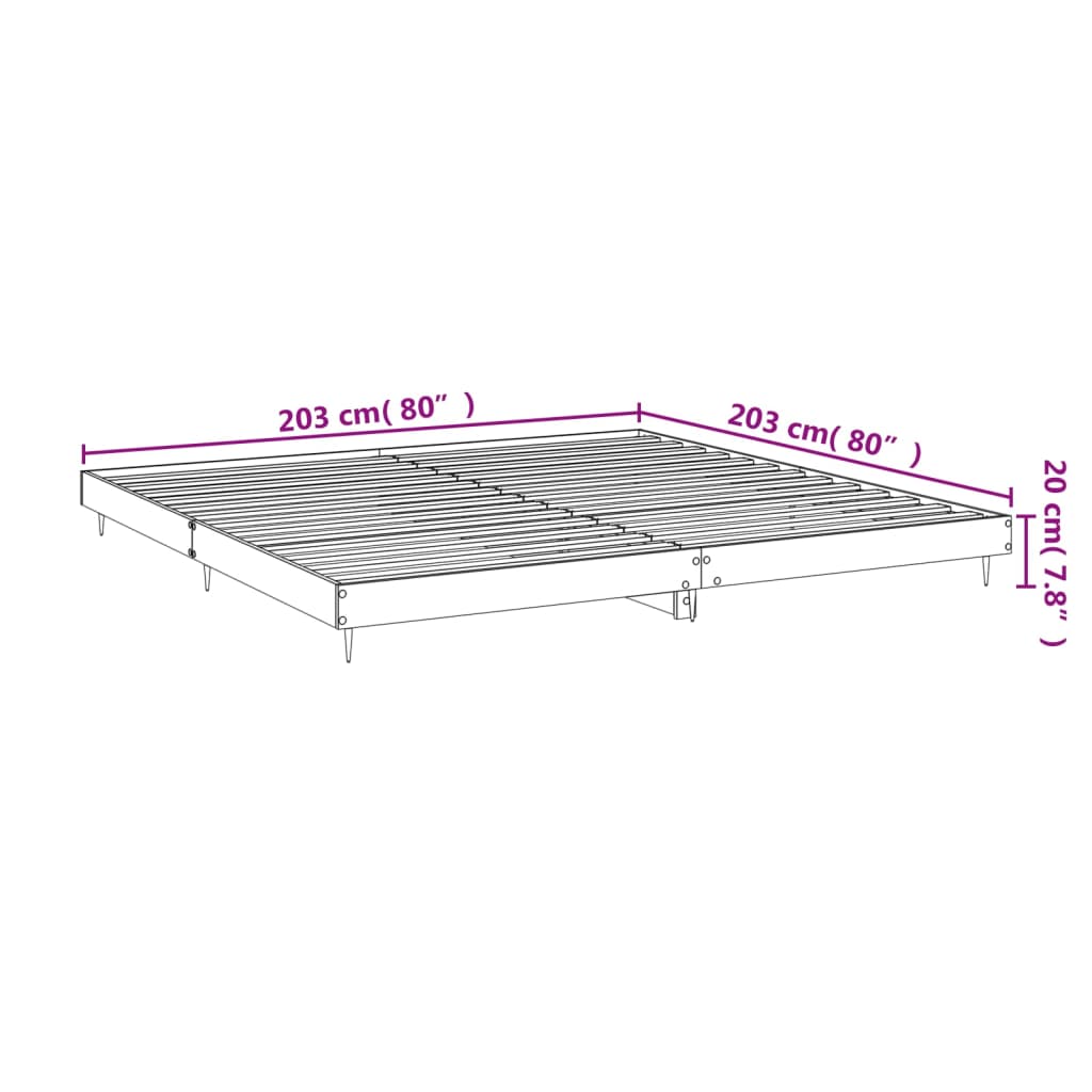 Bedframe bewerkt hout grijs sonoma eikenkleurig 200x200 cm