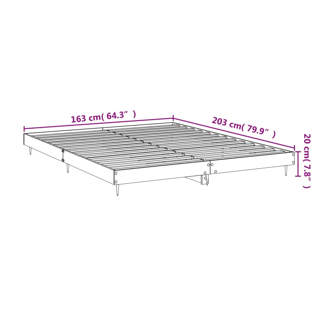 Bedframe zonder matras bewerkt hout bruin eikenkleur 160x200 cm