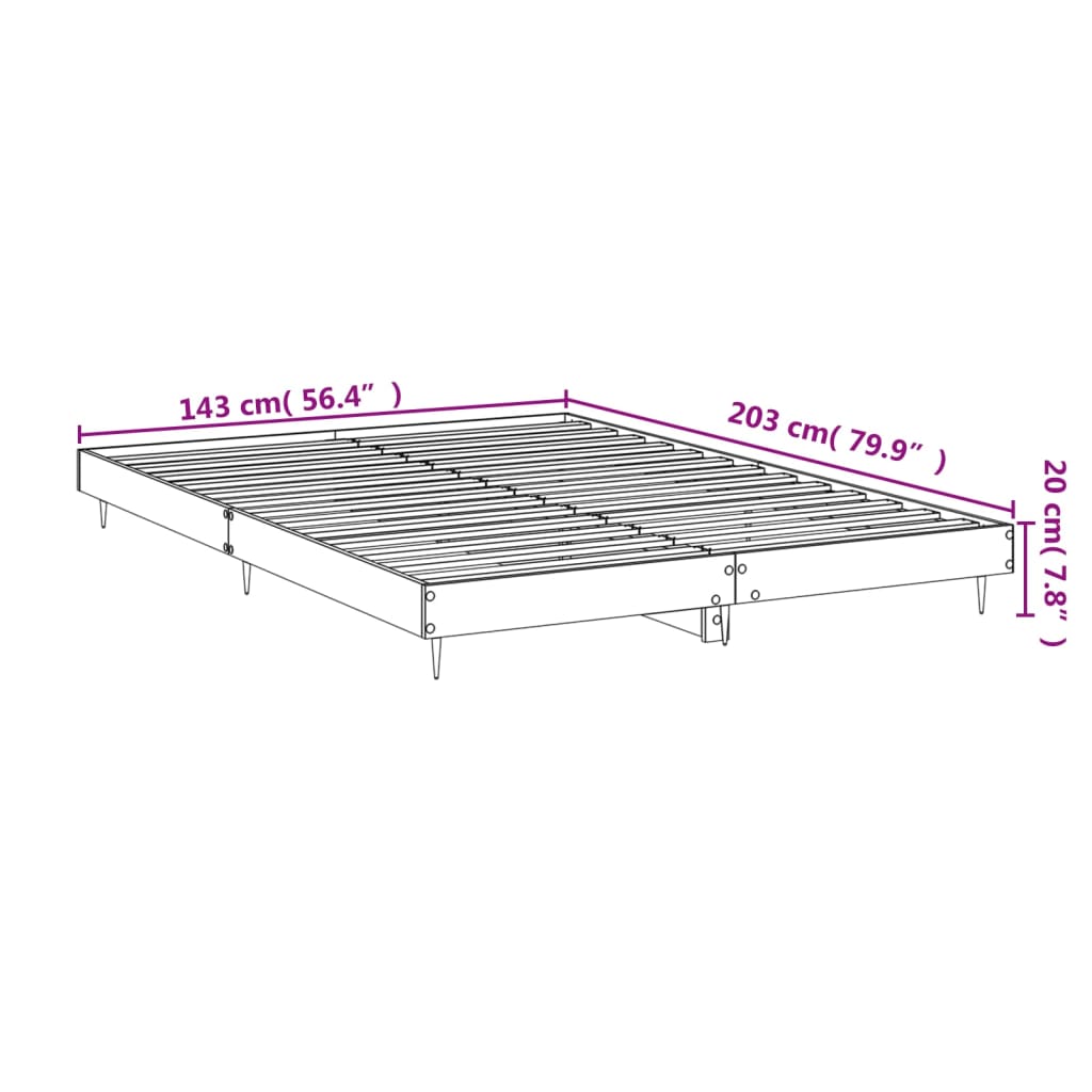 Bedframe bewerkt hout grijs sonoma eikenkleurig 140x200 cm