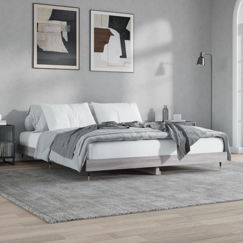 Bedframe bewerkt hout grijs sonoma eikenkleurig 140x200 cm