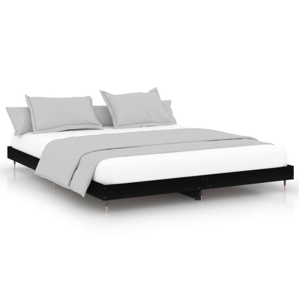 Bedframe bewerkt hout zwart 120x200 cm