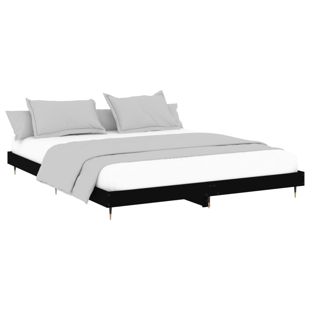 Bedframe bewerkt hout zwart 120x200 cm